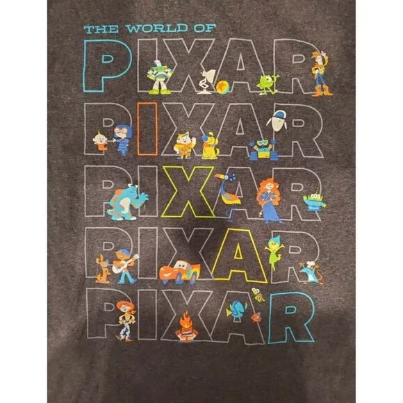 Disney Parks Authentic The World Of Pixar Adult Gray Tshirt Small NWT - Picture 2 of 2